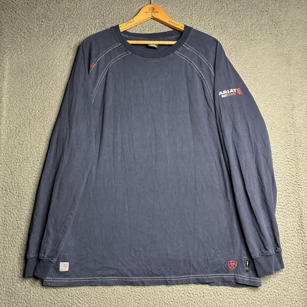 Ariat FR Men’s XL Raglan Sleeve Flame Resistant T-Shirt CAT2 Navy Blue